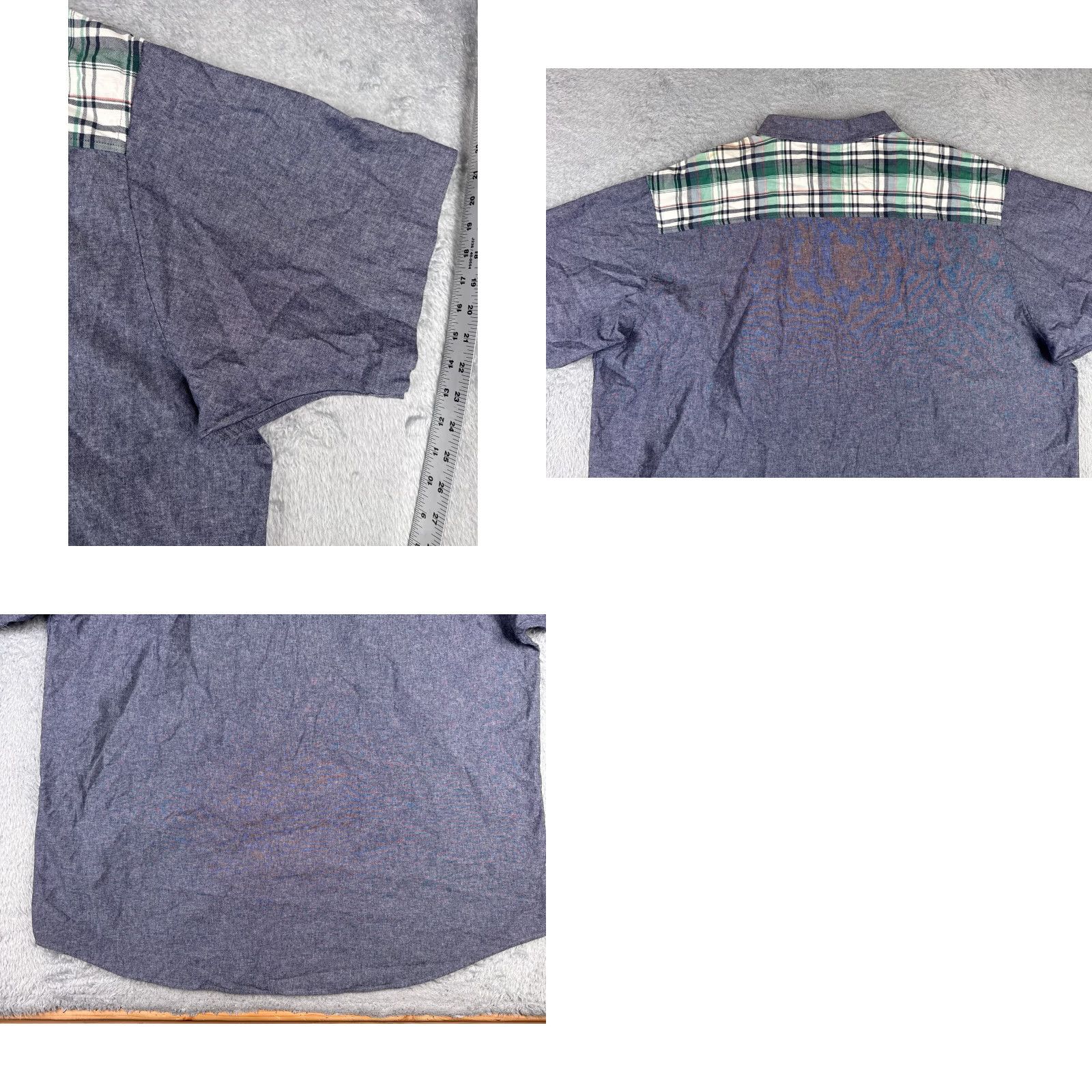 Vintage VINTAGE LRG Shirt Mens 6XL XXXXXXL Blue Chambray Button-Up Collared Plaid Short Sleeve vacation 90s Mens Size US XXL / EU 58 / 5 - 11 Thumbnail