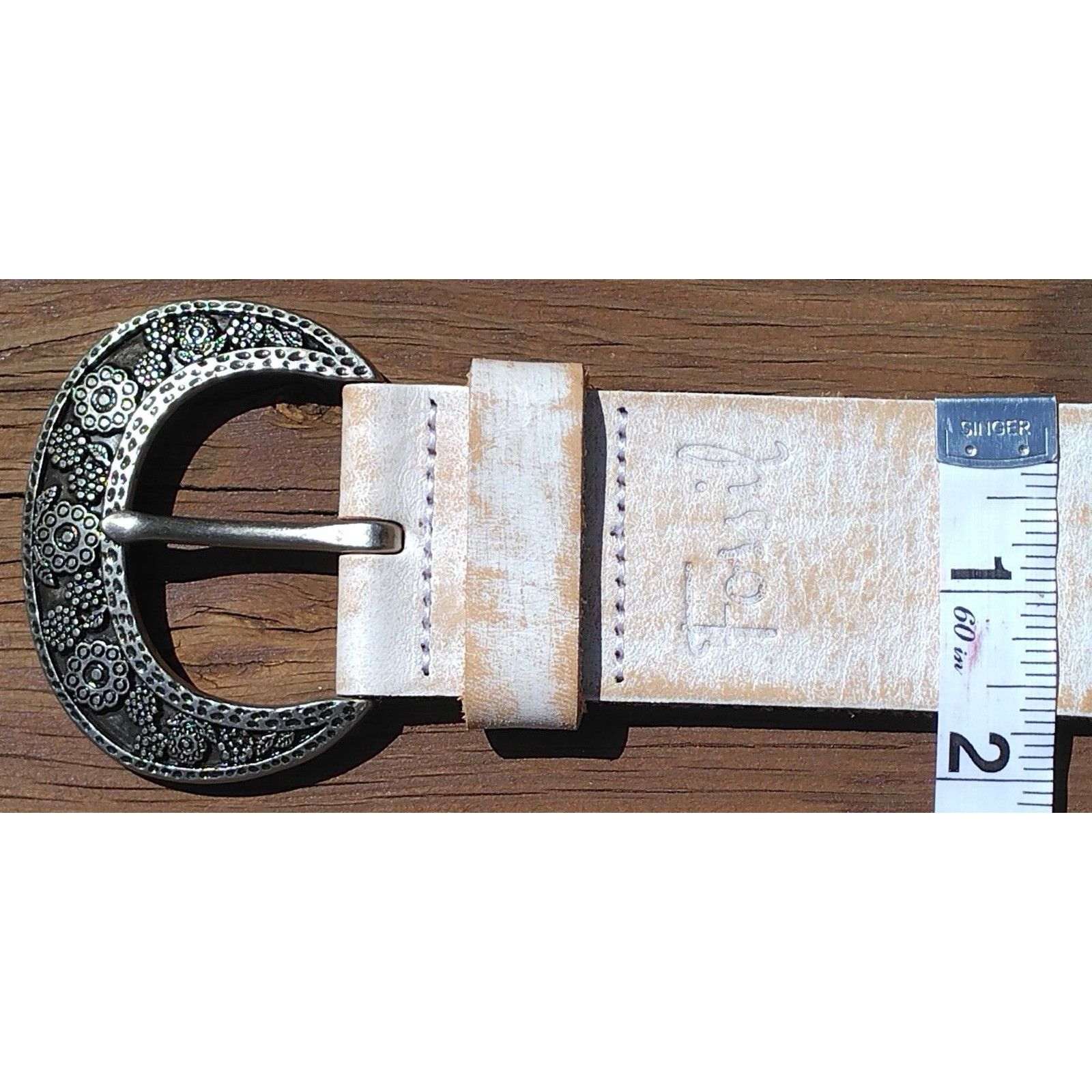Fossil Fossil Women Leather Belt Boho Silver Link Flower White Gold Size ONE SIZE - 2 Thumbnail