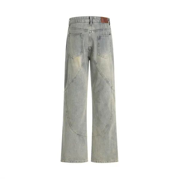 VIBE Men's punk split stitching distressed washed ripped jeans Size US 32 / EU 48 - 2 Thumbnail