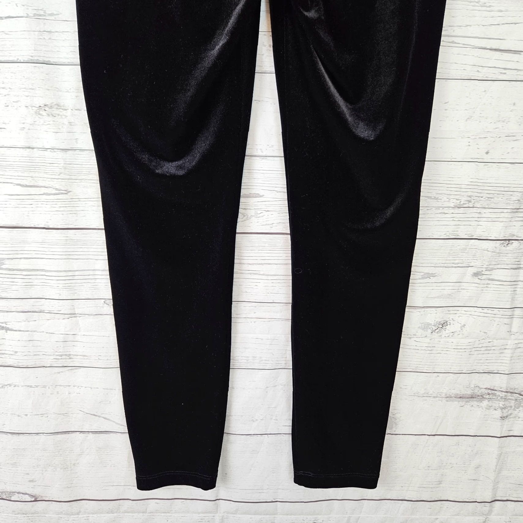 Loft Ann Taylor LOFT Womens Velvet Ankle Leggings Sz Medium Black Pull On Mid Rise Size 32" / US 10 / IT 46 - 5 Thumbnail