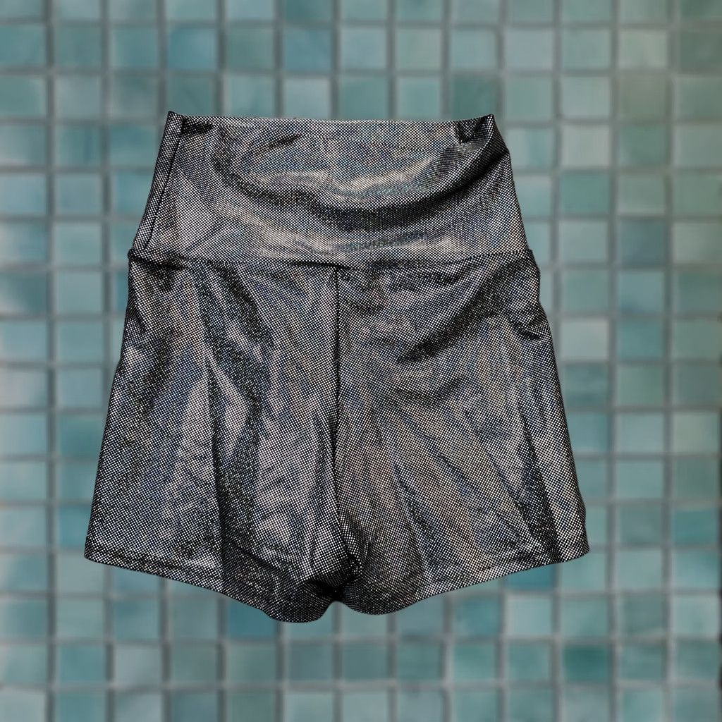 American Apparel VINTAGE American Apparel Shorts Womens Medium Black Holographic High Waisted Stretch Size 42" / US 20 - 1 Thumbnail