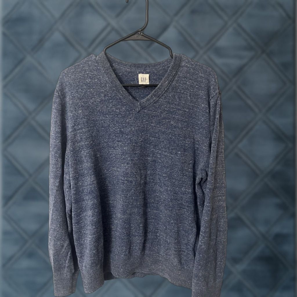 Gap Gap Sweater Men Large Blue Cotton V-Neck Pullover Sweatshirt Size US L / EU 52-54 / 3 - 1 Thumbnail