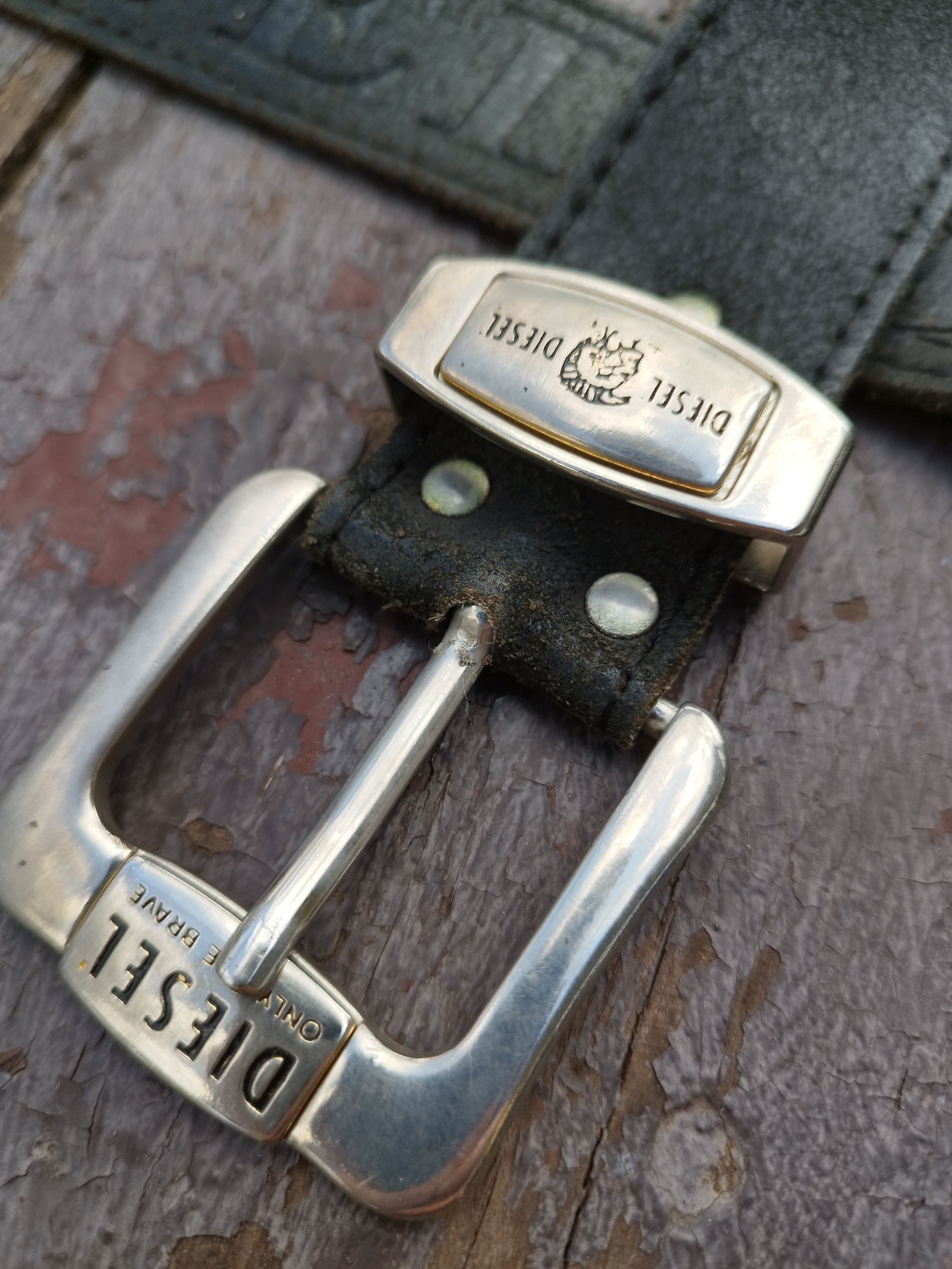 Diesel Diesel Only The Brave Leather Belt Logo Buckle Y2K Grunge Size ONE SIZE - 3 Thumbnail