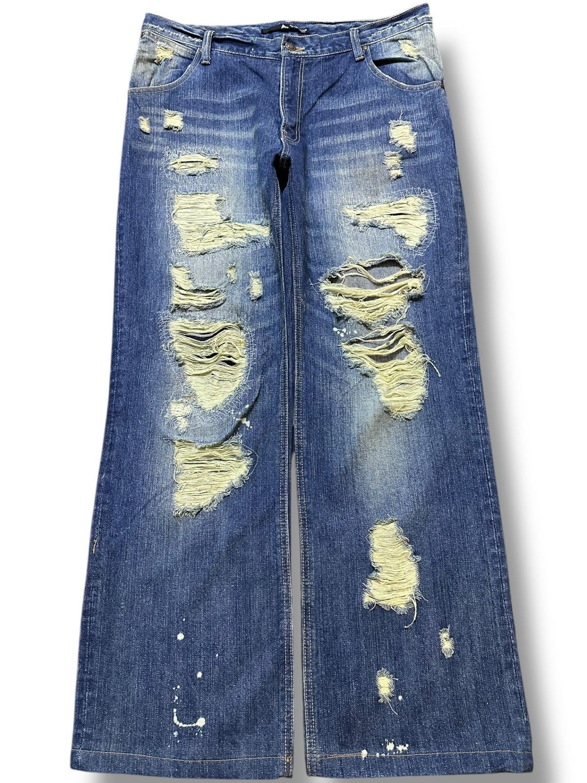 Japanese Brand Vintage Exhibisionist Baggy Wide Leg Grunge Distressed Denim Size US 34 / EU 50 - 1 Thumbnail