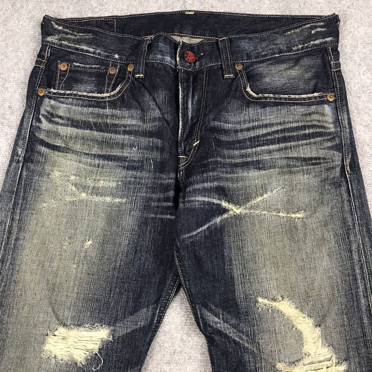 14th Addiction × If Six Was Nine × Le Grande Bleu (L.G.B.) FLARED JAPAN STYLE DISTRESSED BOOT CUT EDWIN DENIM PANTS Size US 34 / EU 50 - 9 Thumbnail