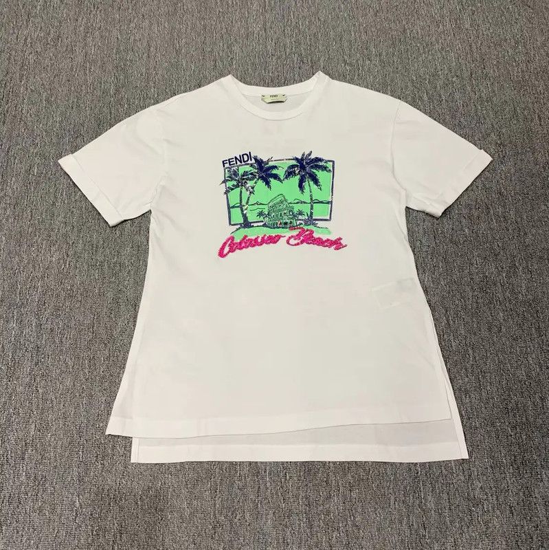 Fendi Fendi Summer Beach Graphic Cotton T-Shirt 0089 Size S / US 4 / IT 40 - 1 Thumbnail