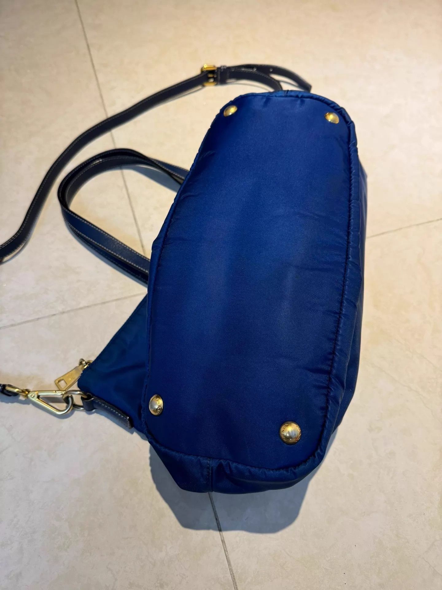 Prada Prada Tessuto Nylon Colorblocked Blue Gold Crossbody Tote Size ONE SIZE - 3 Thumbnail