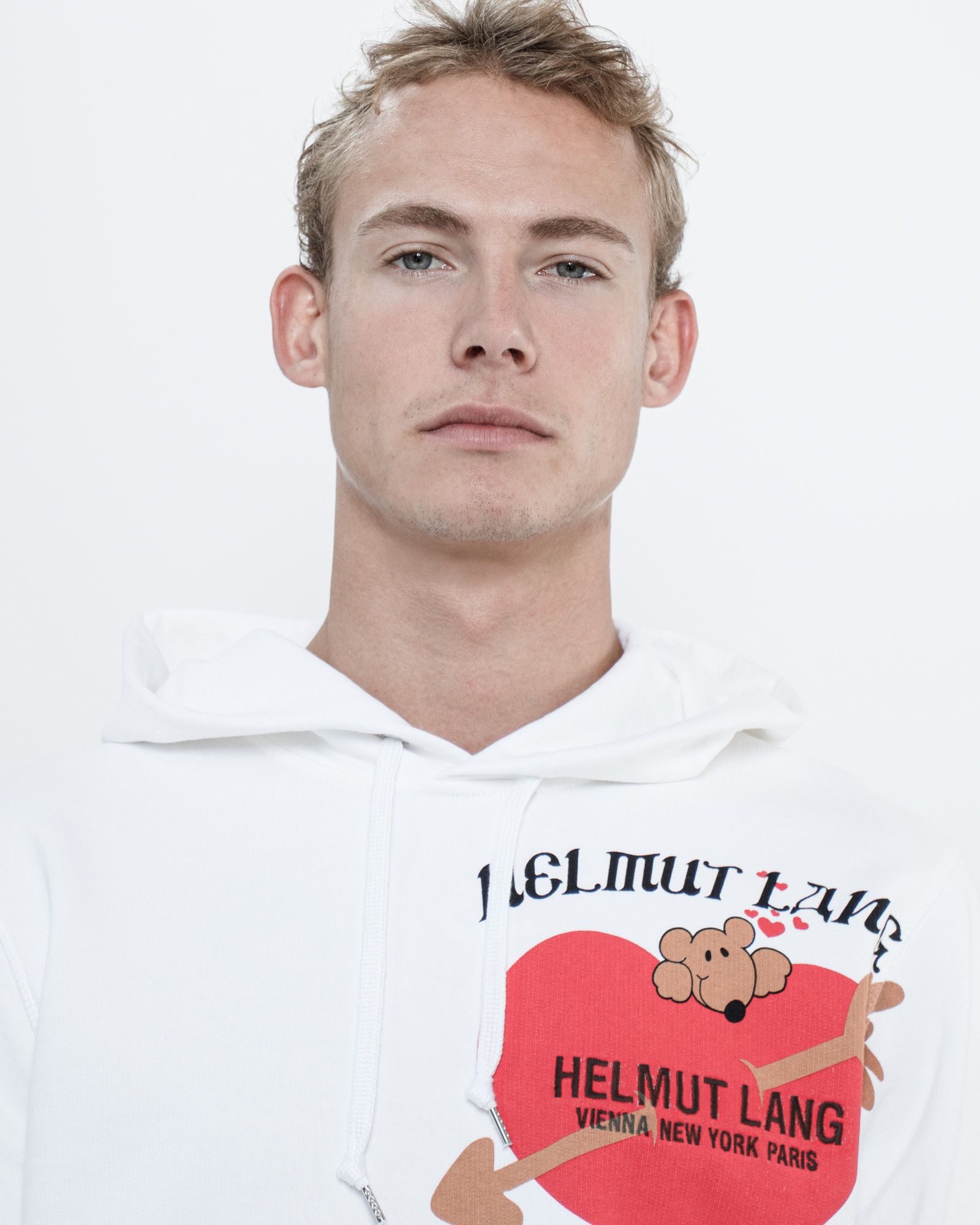 White Valentine Embroidered Logo Hoodie