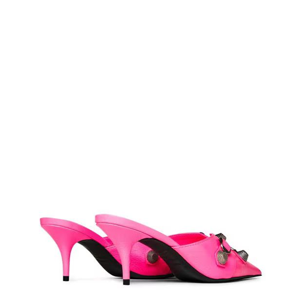 Balenciaga o1g2r1mq0924 Cagole Heeled Mules in Fluo Pink Size US 7 / IT 37 - 4 Thumbnail