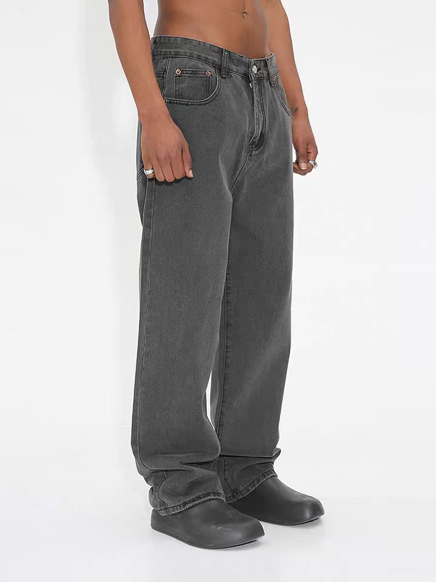Vintage Street Casual Straight Grey Jeans