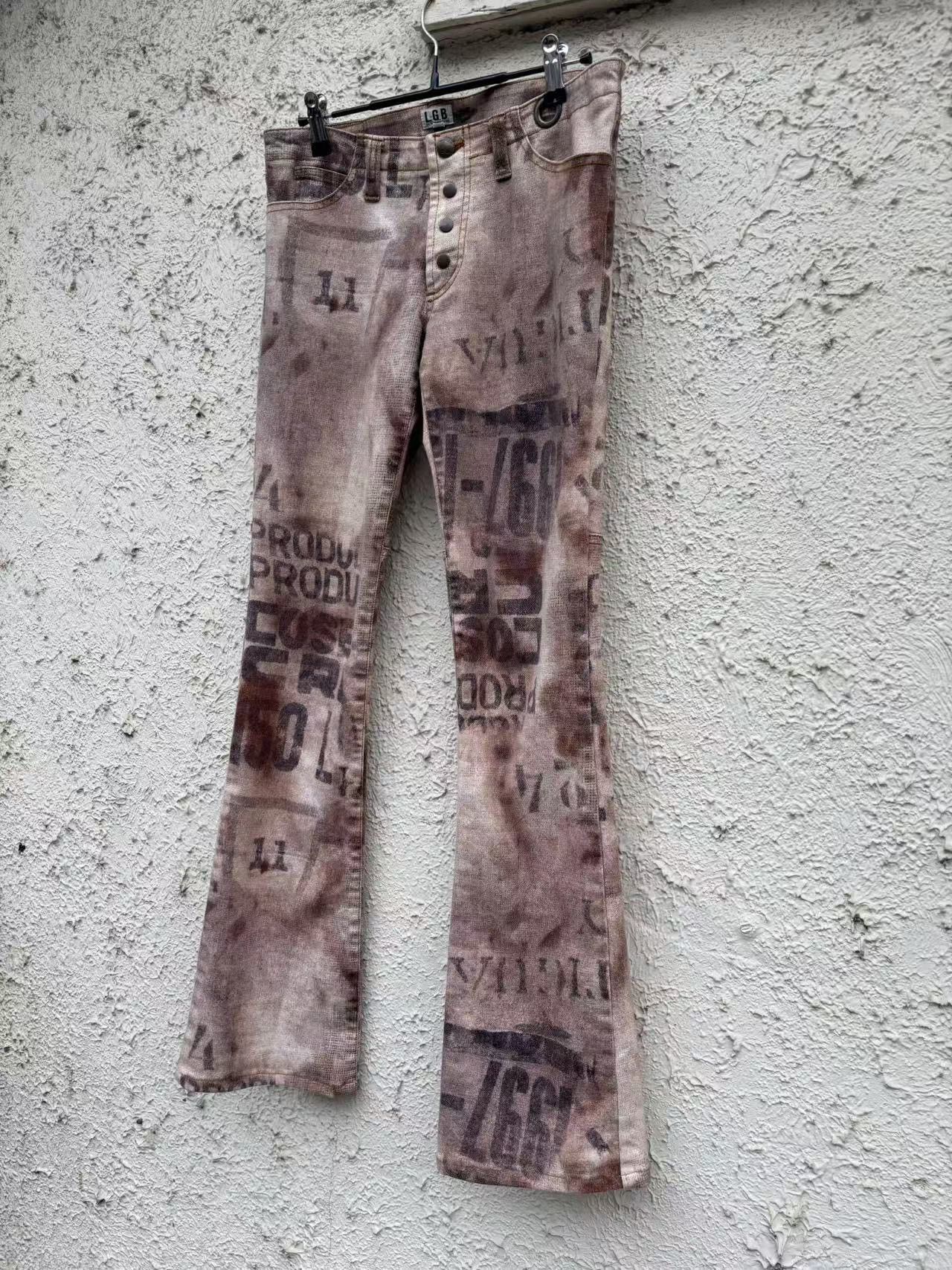 Japanese Brand × Le Grande Bleu (L.G.B.) l.g.b. japanese brand vhs print distressed denim pants Size 29" - 3 Thumbnail