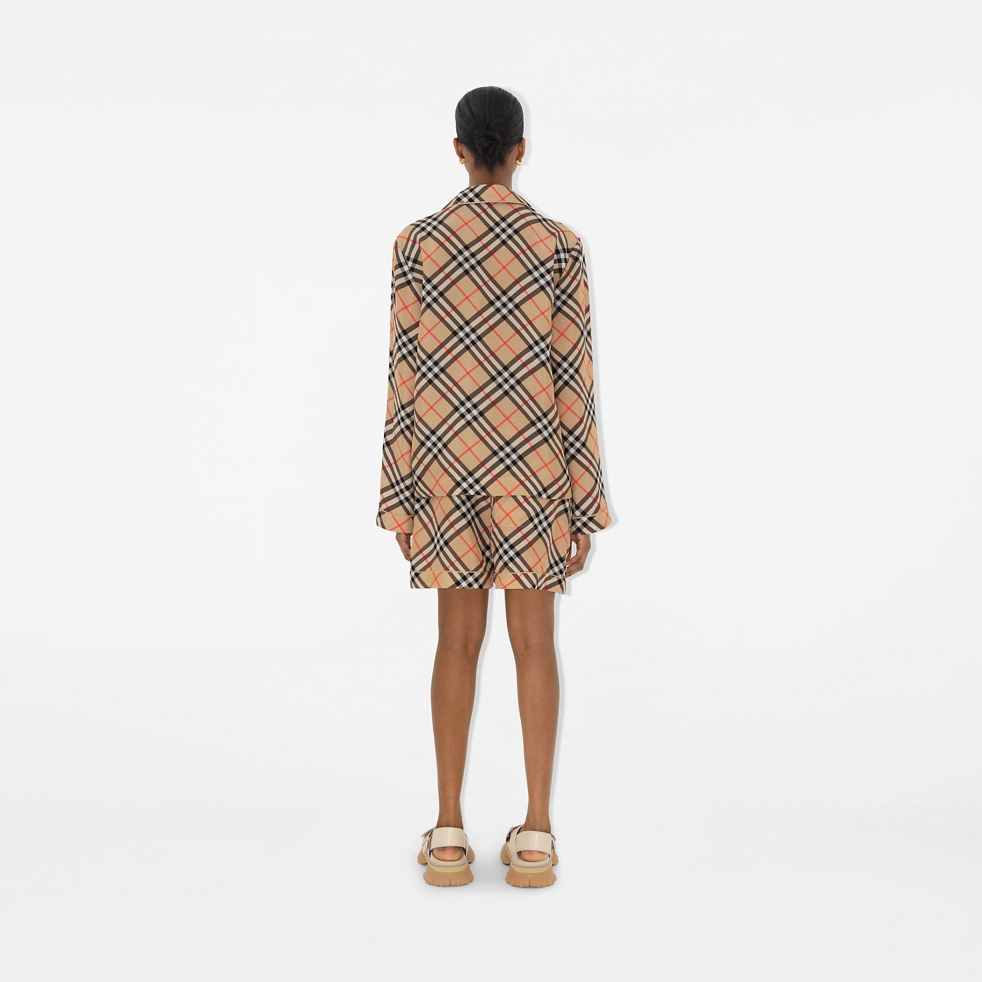 Burberry o1w1db10426 Check Silk Pyjama Shirt in Multicolor Size L / US 10 / IT 46 - 4 Thumbnail