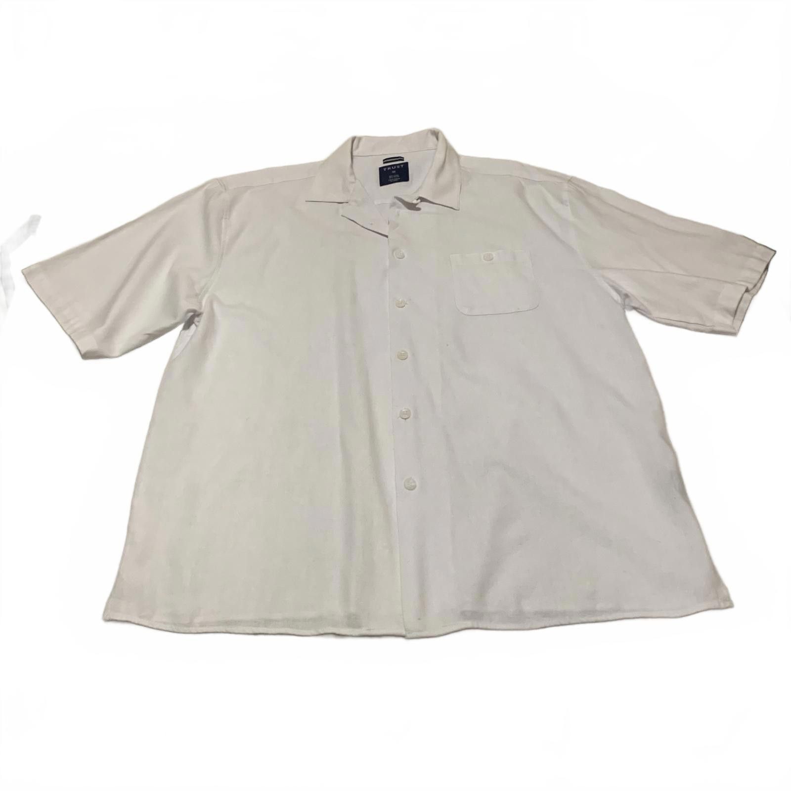 Trussardi Vtg 90s Trust Men's 3X White Linen Rayon Beach Shirt Size US XXL / EU 58 / 5 - 1 Thumbnail