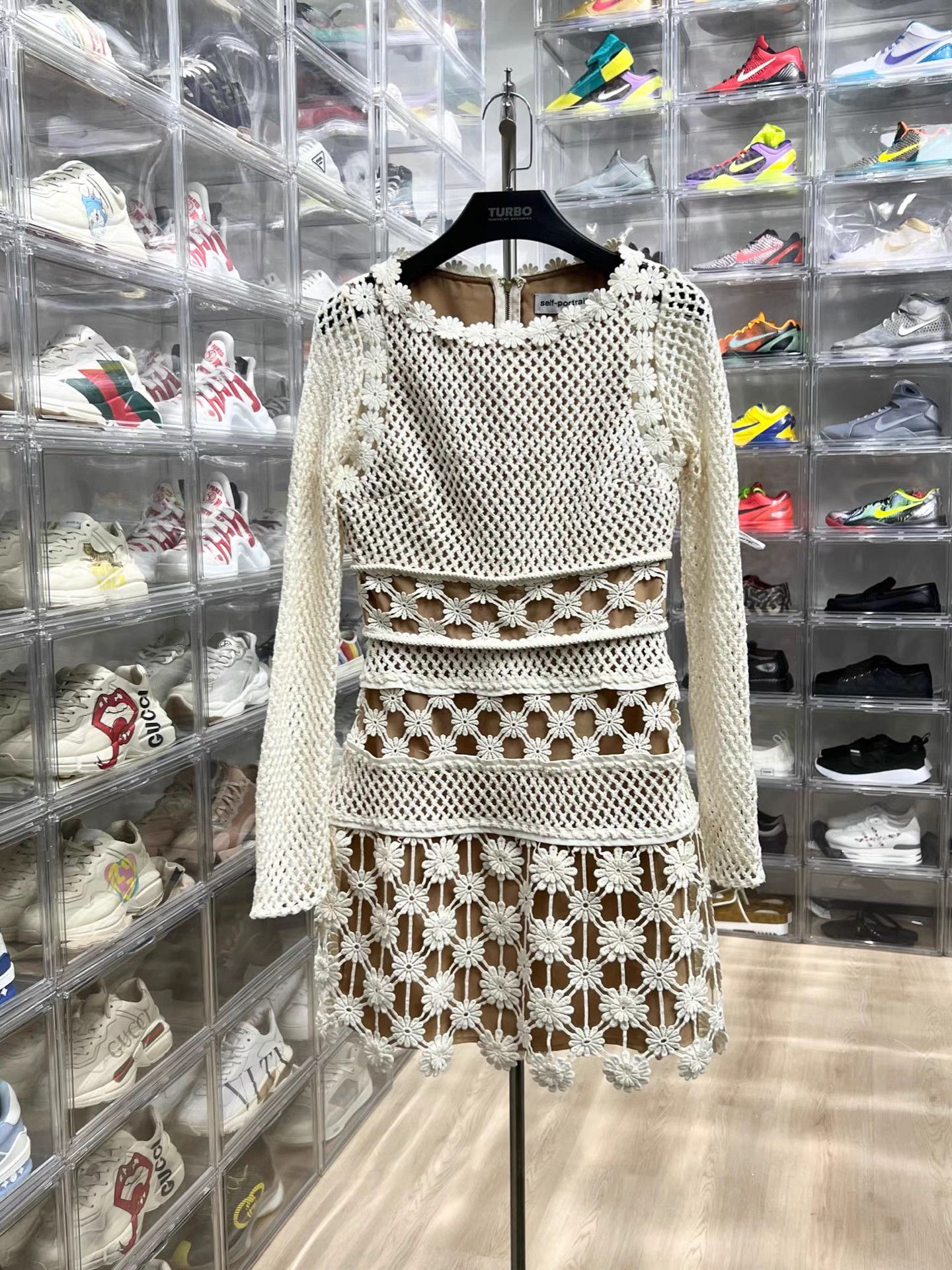 Self-Portrait Self-portrait White Crochet Dress K15 Size S / US 4 / IT 40 - 1 Thumbnail