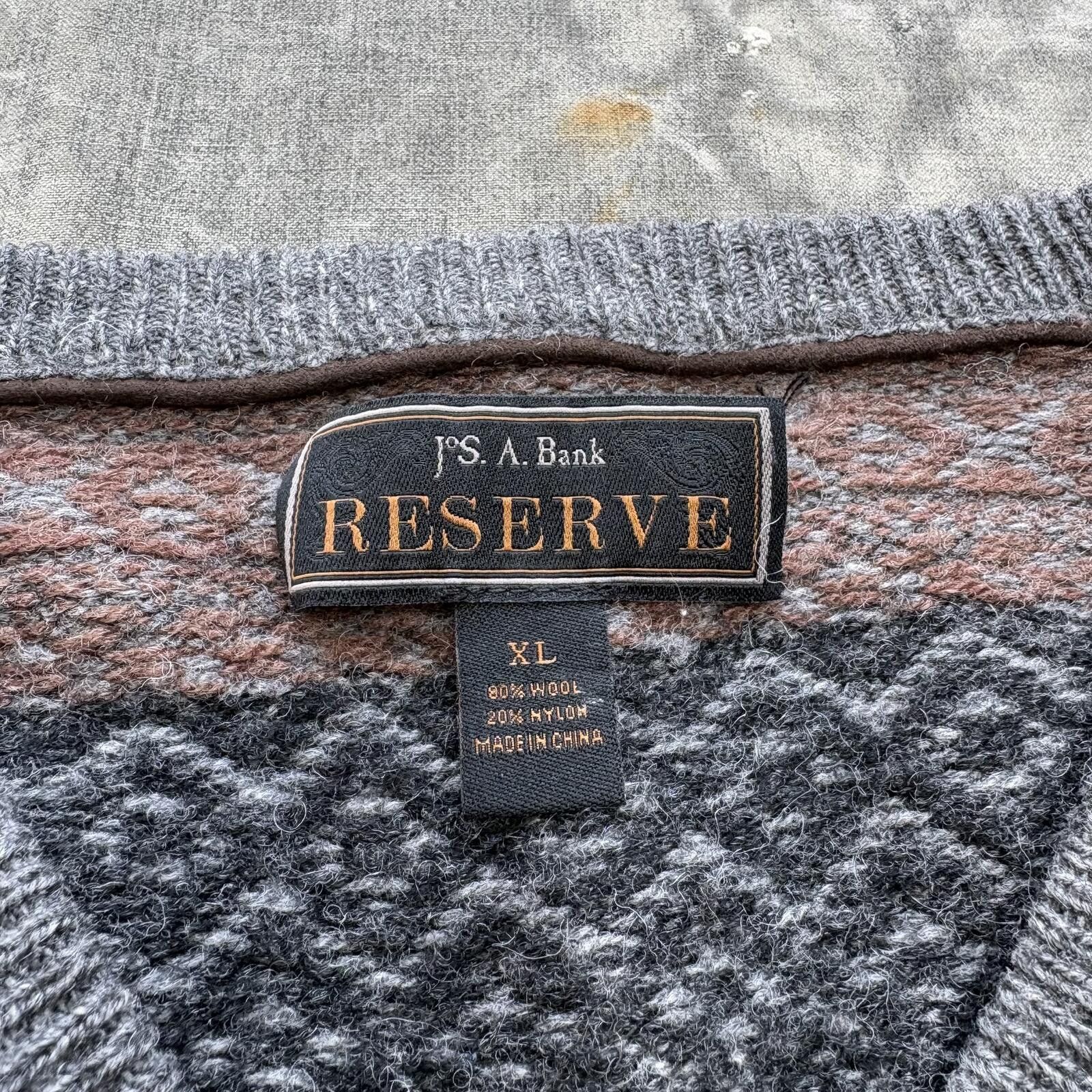 Jos. A. Bank Vintage Y2K Wool Fair Isle Unique Knit Preppy Grunge Sweater Size US XL / EU 56 / 4 - 2 Thumbnail