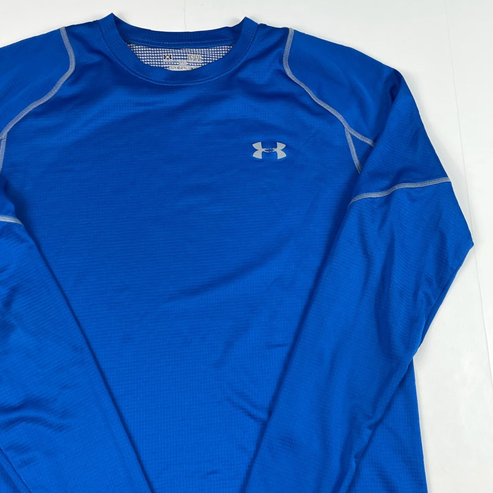 Under Armour Under Armour Shirt Mens Large Blue ColdGear Compression Workout Gym Grid Fleece Size US L / EU 52-54 / 3 - 3 Thumbnail