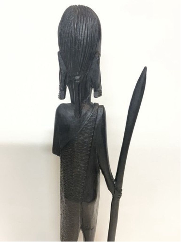 Other Hand Carved Wood Hunter Tribal Figure Kenyan Besmo 14.5” Size 26 - 11 Thumbnail