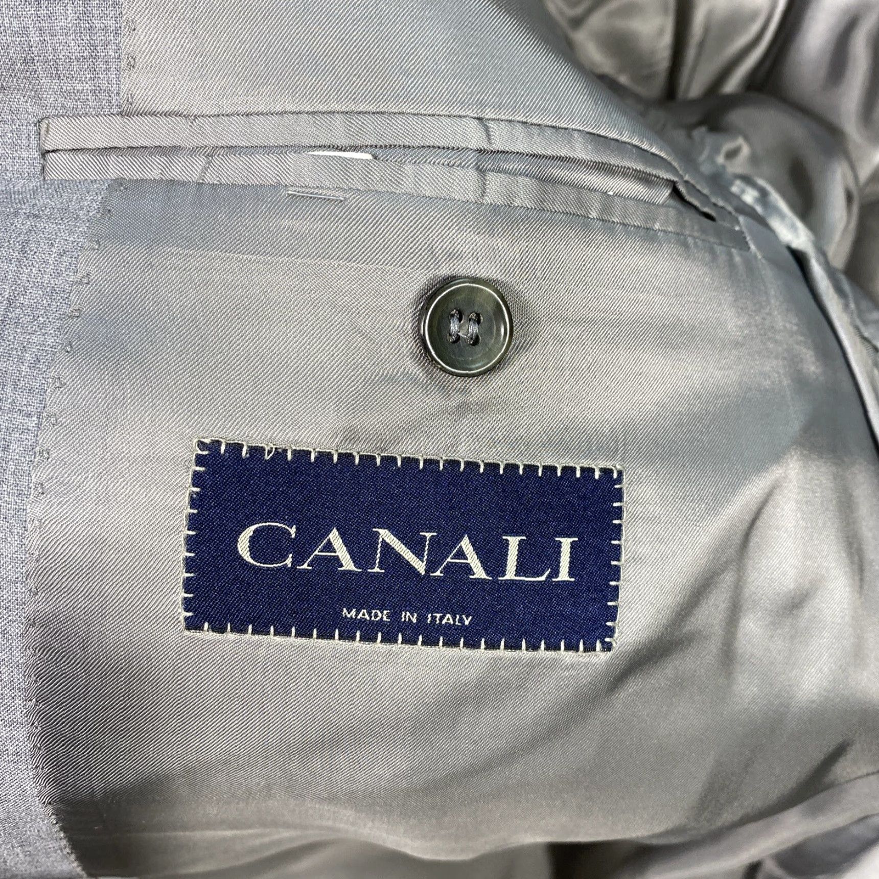 Canali Canali Wool Suit Coat Jacket Men 46 Gray 100% Wool Two-Button Notch Lapel Regular Double-Breasted Solid Italy Vintage No N/A N/A Size 46R - 4 Thumbnail