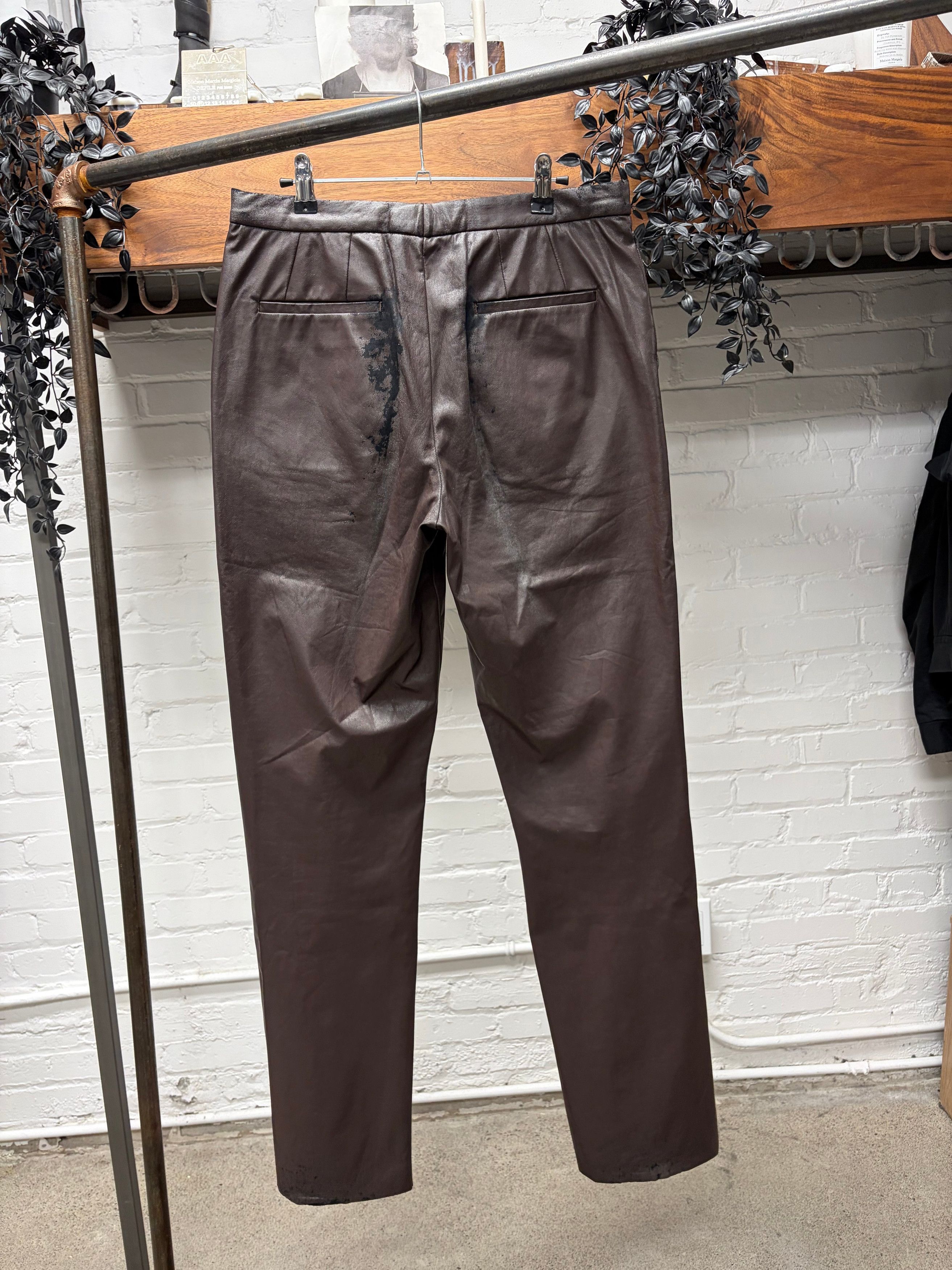 Raf Simons AW2001 Raf Simons ‘Riot Riot Riot’ Brown Lambskin Leather Pants Size US 32 / EU 48 - 4 Thumbnail