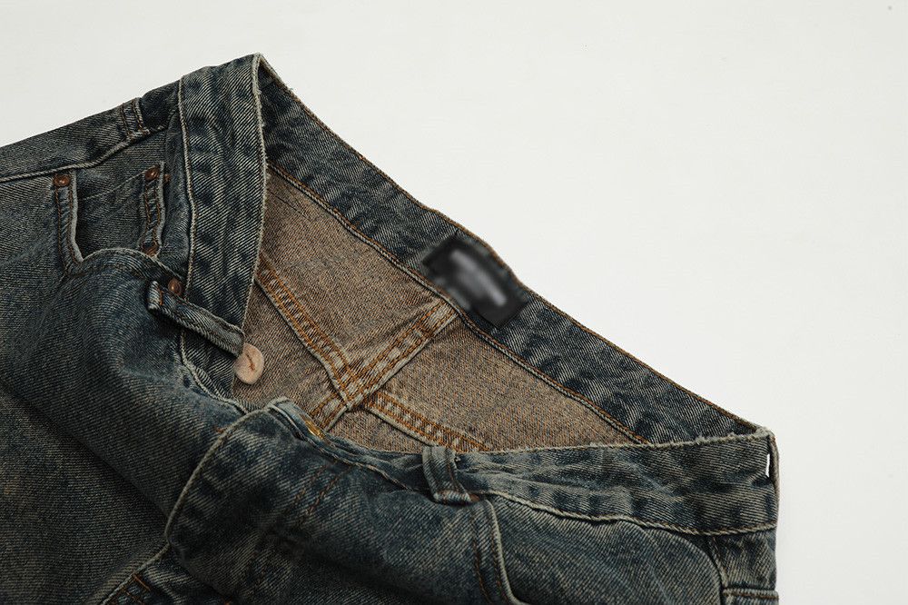 Japanese Brand × Jean Men's retro simple loose casual distressed washed jeans Size US 32 / EU 48 - 3 Thumbnail