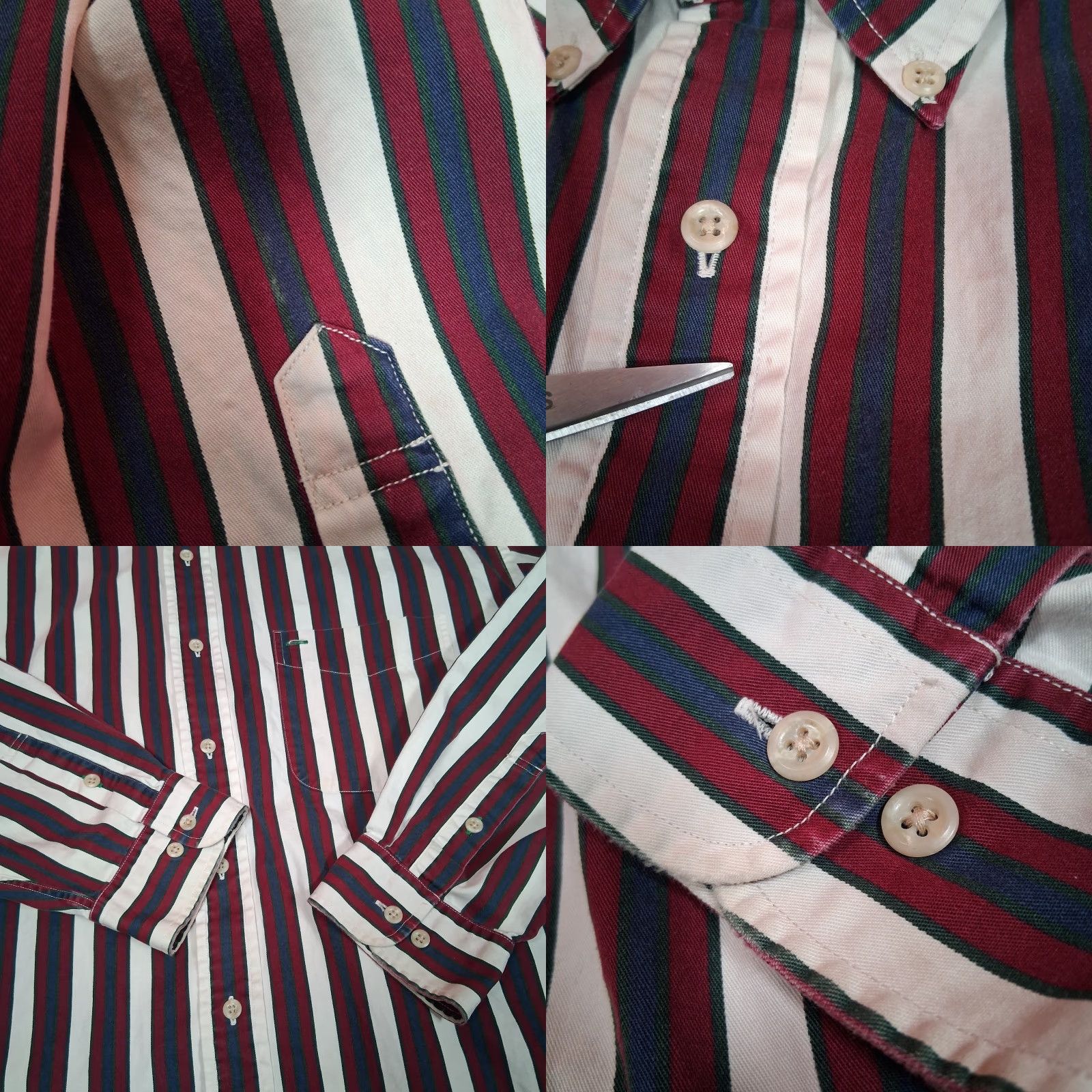 Tommy Hilfiger VINTAGE Tommy Hilfiger Shirt Men L Maroon Navy Stripe Crest Button-Up Collared 1990s Retro Blue Cotton Size US L / EU 52-54 / 3 - 9 Thumbnail