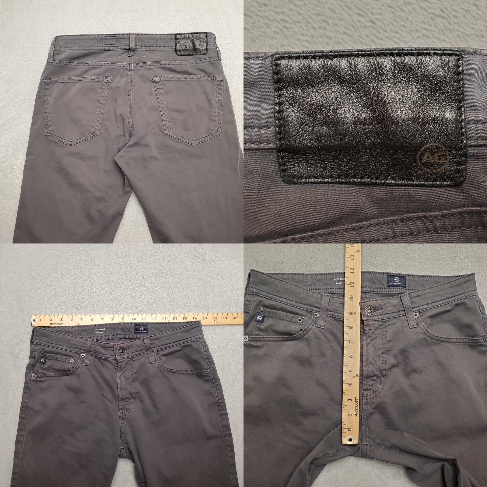 Vintage Adriano Goldschmied Pants Mens 33x34 Gray Tellis Modern Slim Fit Casual Chino Shirt Size US 33 - 8 Thumbnail