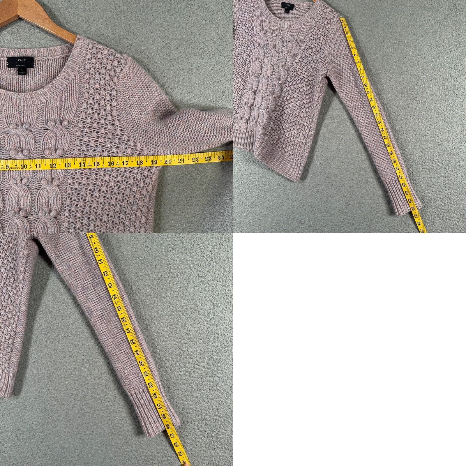J.Crew J.CREW Pullover Sweater Womens L Cable-Knit Wool Round Neck Purple Pink Bohemian Colorful Designer Lightweight Size L / US 10 / IT 46 - 8 Thumbnail