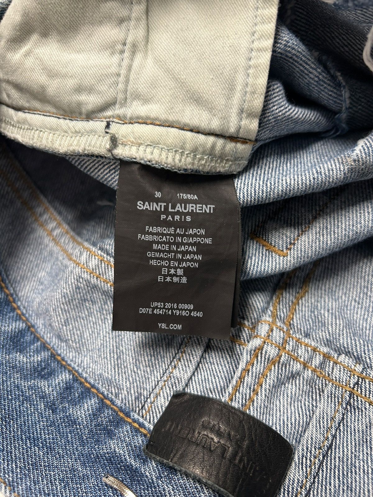 Saint Laurent Paris 2016 Repaired Croc Print Denim Size US 30 / EU 46 - 11 Thumbnail