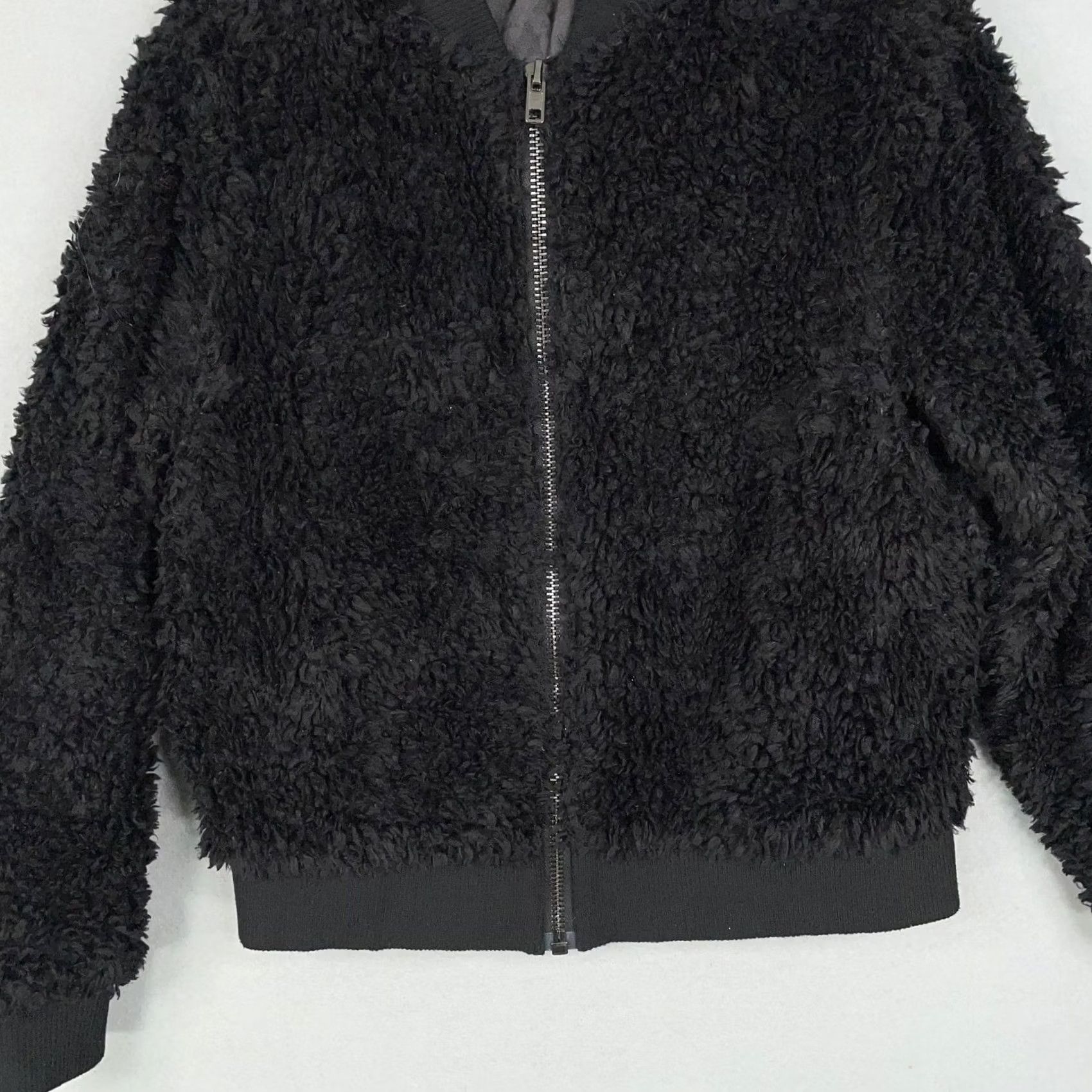 Vintage John + Jenn Jacket Womens Large Black Faux Fur Bomber Zip Up Lined Cozy Size L / US 10 / IT 46 - 3 Thumbnail