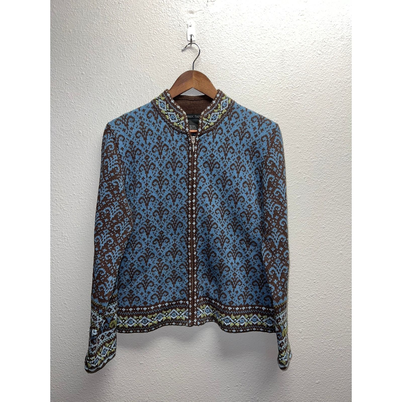Vintage Womens Nomadic Traders Cardigan Sweater Zip Up Blue Medium Size M / US 6-8 / IT 42-44 - 1 Thumbnail