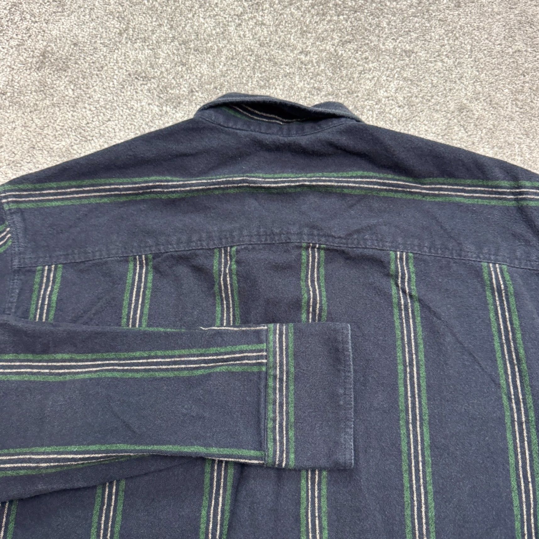 Zara VINTAGE? No. Zara Button-Up Shirt Mens XL Striped Flannel Cotton Blue Green Casual Long Sleeve Fall Spring Winter 50 in Chest Regular Mens Size US XL / EU 56 / 4 - 4 Thumbnail