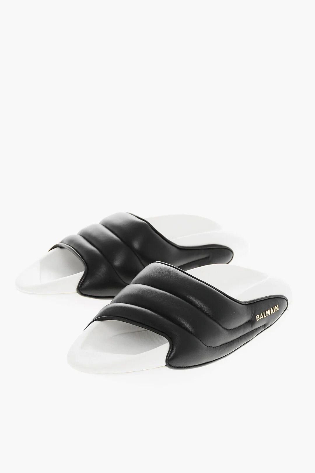 Balmain og1mm0326 Quilted Leather Sandals in White/Black Size US 11 / EU 44 - 2 Thumbnail