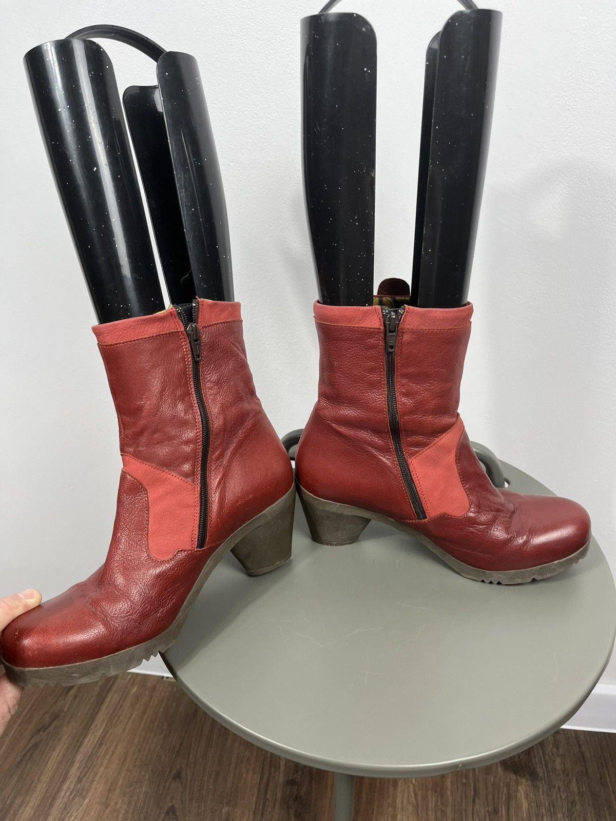 Fly London Fly London Womens Red Leather Mid Calf Heeled Boots EU 39 Size US 8 / IT 38 - 8 Thumbnail