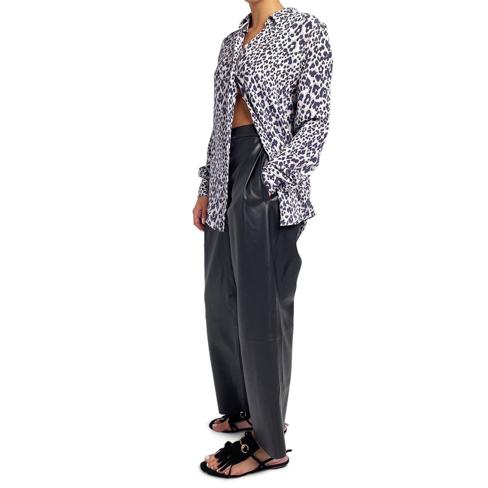 Equipment Grey & Pink Leopard Print Silk Button Up Size S / US 4 / IT 40 - 3 Thumbnail