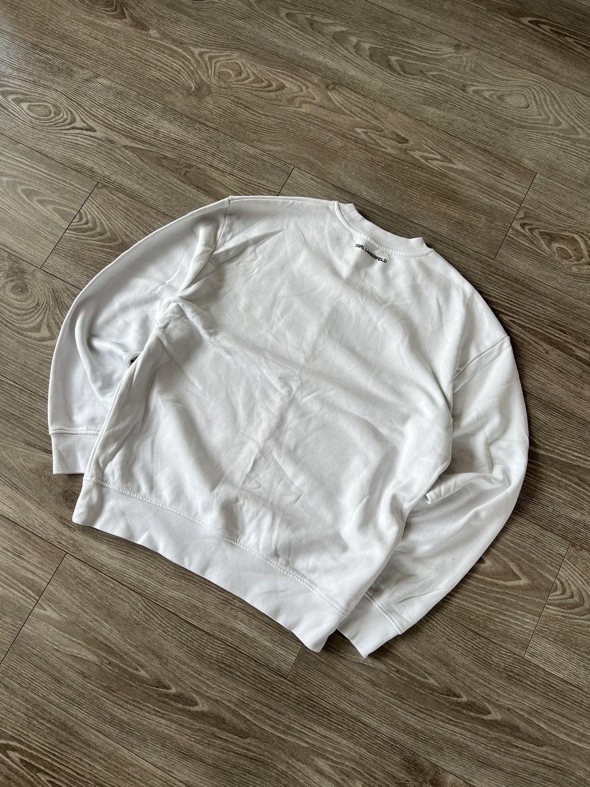 Designer × Karl Lagerfeld ‼️Karl Lagerfeld Cara❤️Karl Big Knit Logo White Sweatshirt‼️ Size US L / EU 52-54 / 3 - 15 Thumbnail