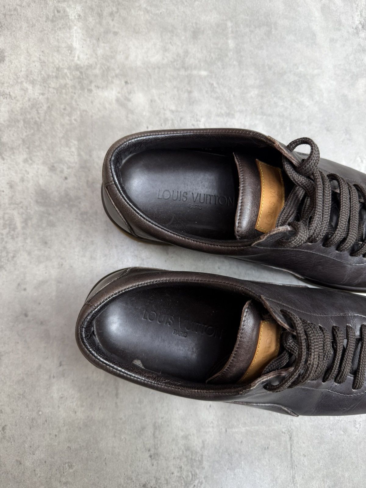Louis Vuitton Louis Vuitton Brown Leather Low Top Sneakers Size US 7 / EU 40 - 10 Thumbnail