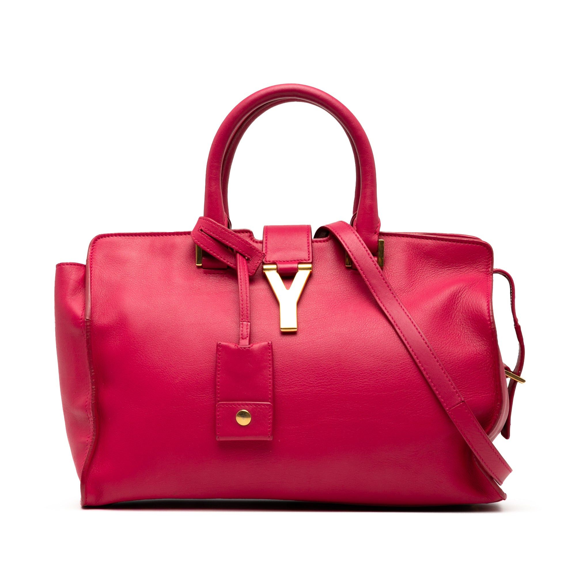 Saint Laurent Paris Small Leather Classic Y Cabas Satchel in Pink, Women's