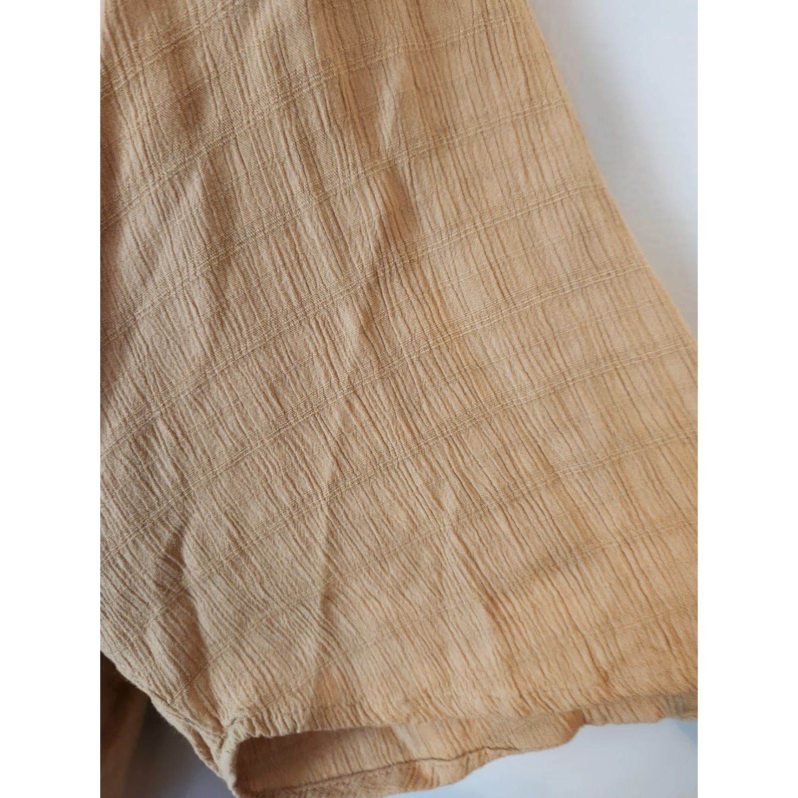 Vintage Knox Rose Tan Crinkle Short Sleeve Top Hippie Boho Cottagecore Womens S Blouse Tan V-Neck Big Breathable Rayon Casual Sleeve Basic Easy Care Womens Size S / US 4 / IT 40 - 3 Thumbnail