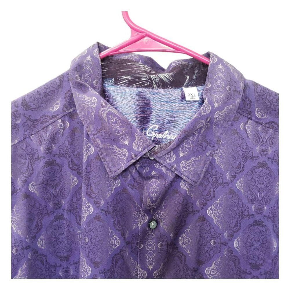 Robert Graham CT1544 Robert Graham Purple Men's Dress Shirt 2XL Size 48R - 2 Thumbnail