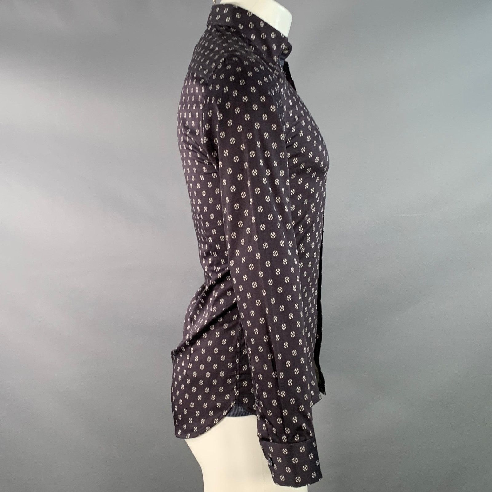 Ted Baker Fille Navy White Circles Cotton Spread Collar Long Sleeve Size US XS / EU 42 / 0 - 3 Thumbnail