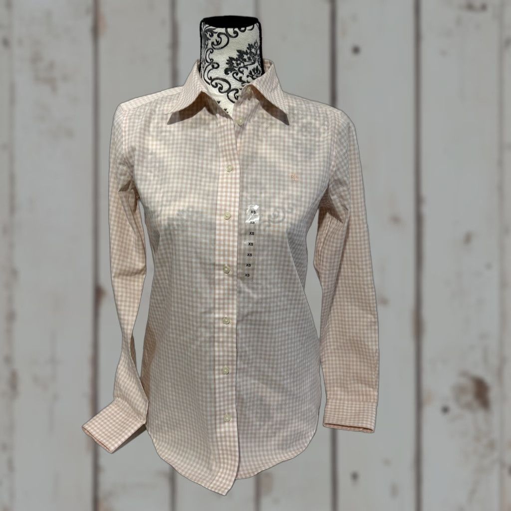 Ralph Lauren Lauren Ralph Lauren Women’s Non-Iron Plaid Collared Button-Up Shirt XS White Pink Women Size XS / US 0-2 / IT 36-38 - 1 Thumbnail