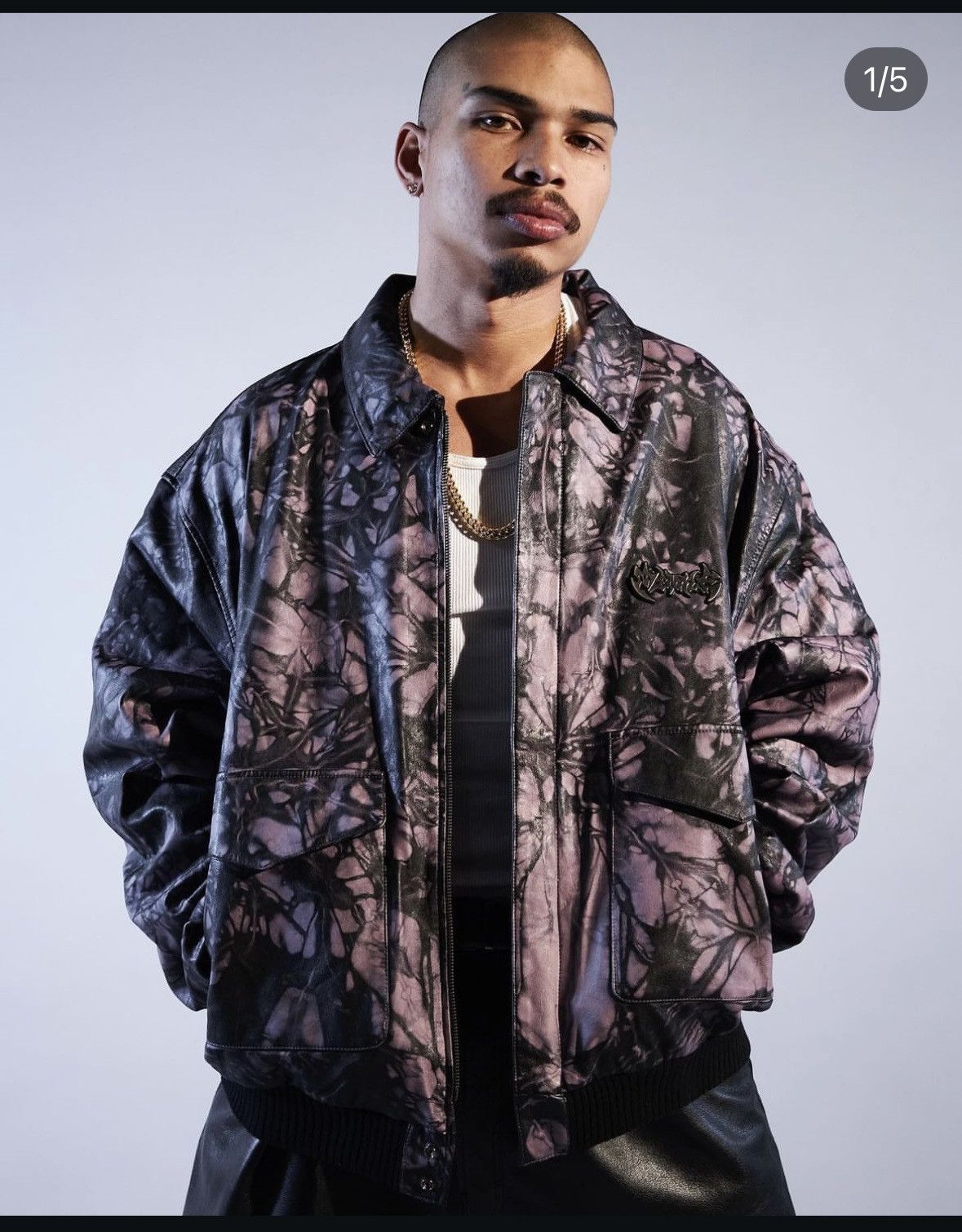 Menace Menace Tye Dye Leather Flight Jacket Bomber Size US L / EU 52-54 / 3 - 12 Thumbnail