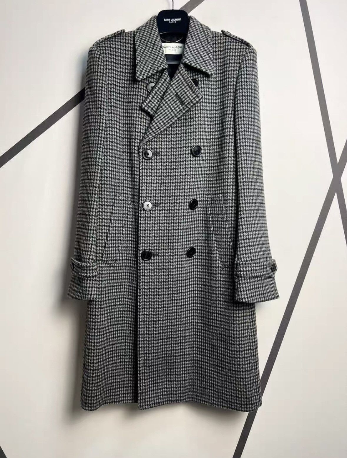 Saint Laurent Paris FW14 Houndstooth Coat sz 50 Size US M / EU 48-50 / 2 - 1 Thumbnail