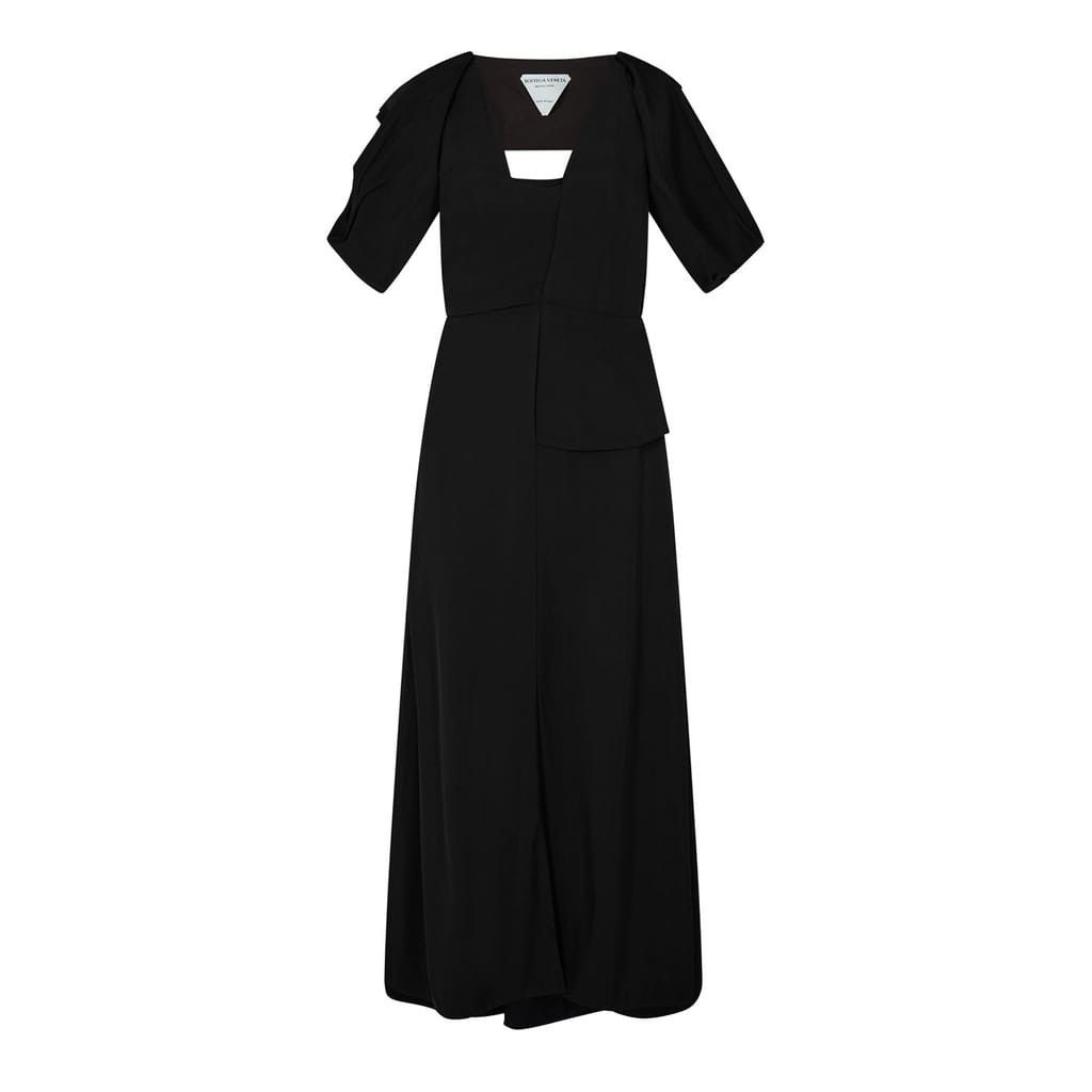 Bottega Veneta Bottega Veneta V-Neck Midi A-Line Dress in Black Size M / US 6-8 / IT 42-44 - 2 Thumbnail