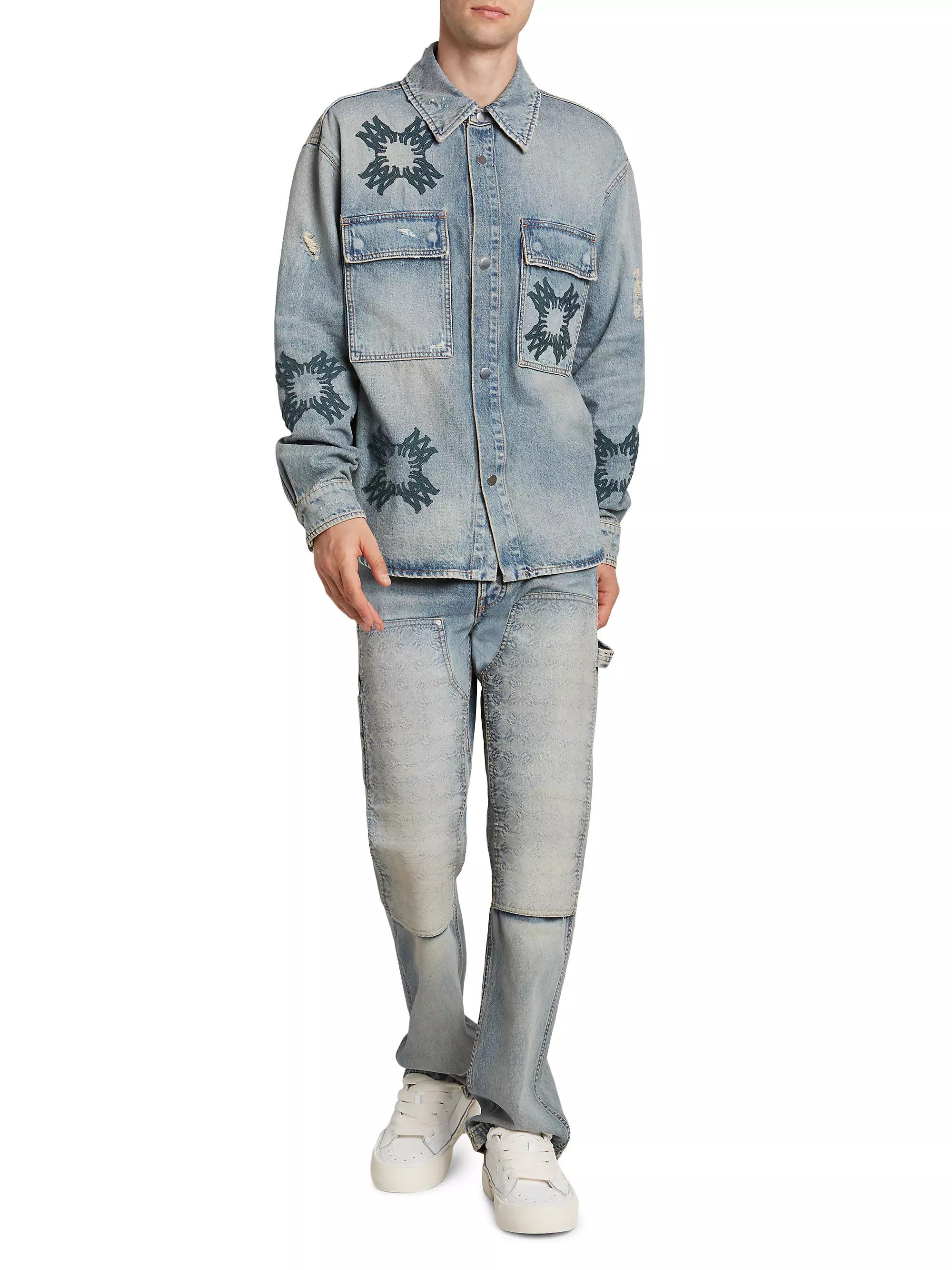 Amiri os11x0625 Ma Quad Denim Logo Shirt in Antique Indigo Size US S / EU 44-46 / 1 - 2 Thumbnail