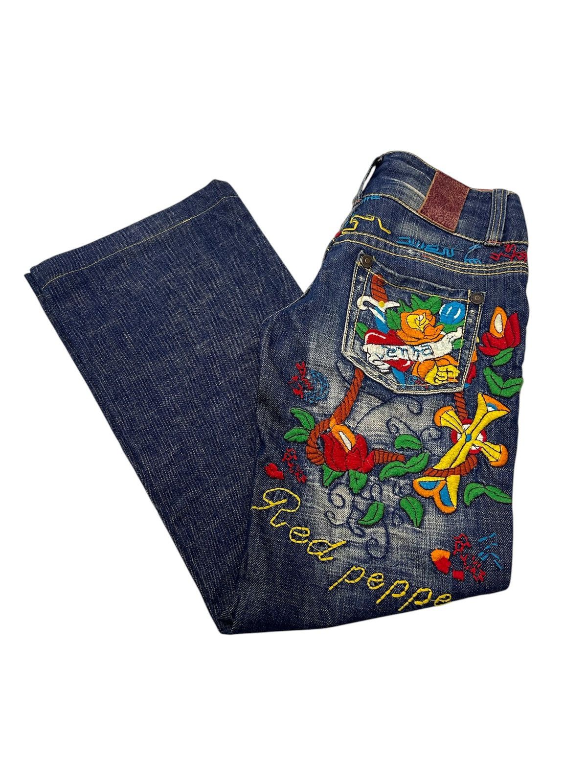 Japanese Brand × Vintage Vintage Red Pepper US Patent Denim Sand Wash Ripped Jeans Size US 27 - 9 Thumbnail