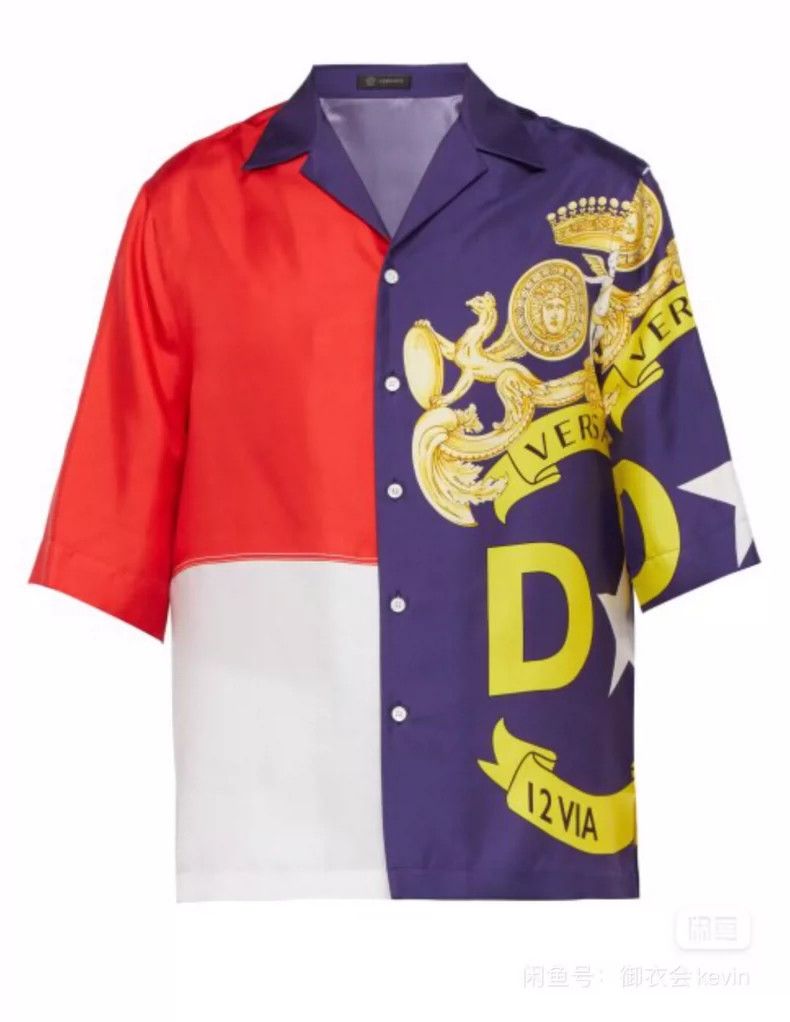 Versace Versace Silk short-sleeved shirt with large color block pa Size US S / EU 44-46 / 1 - 4 Thumbnail