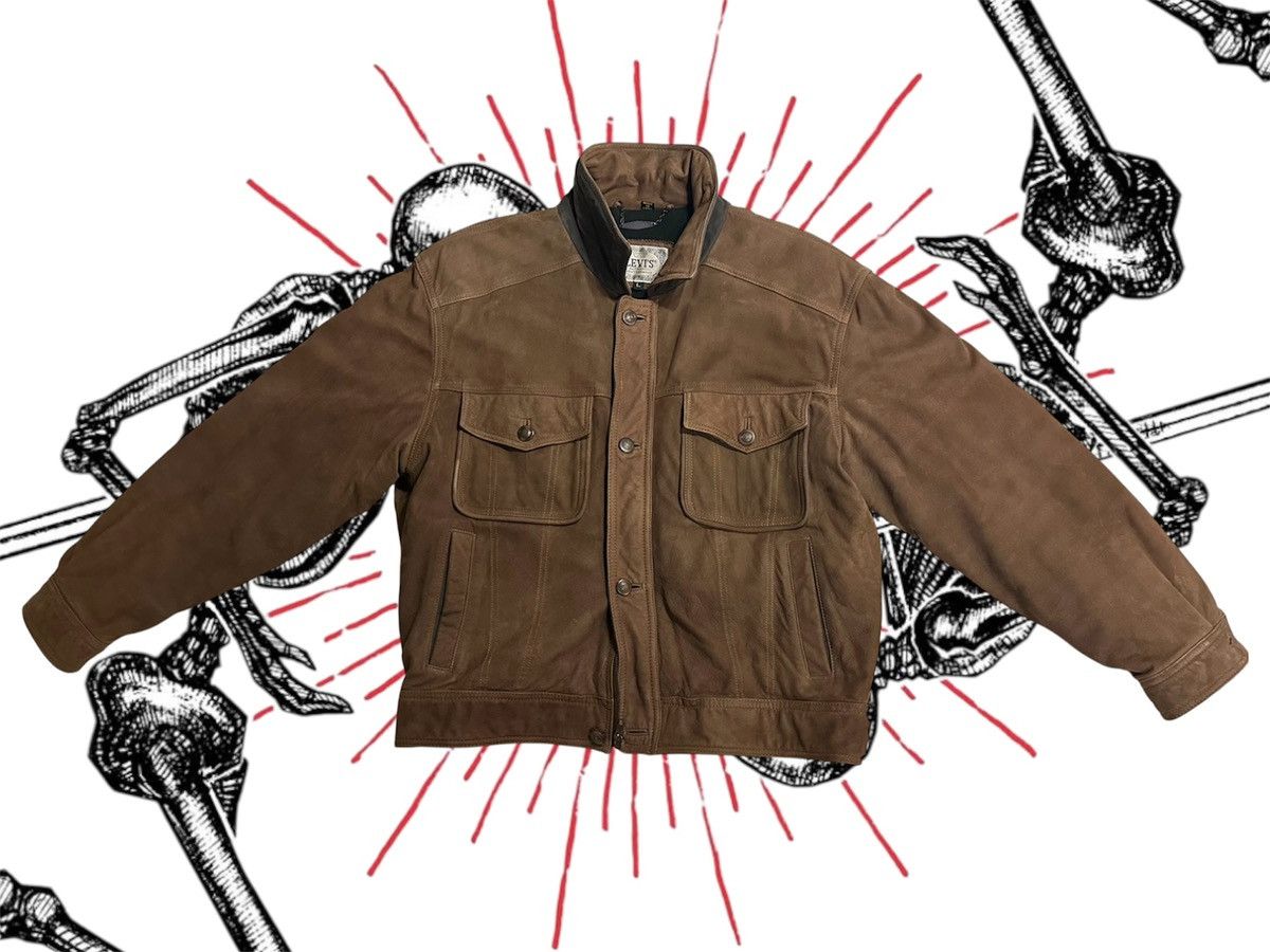 Levi's Levis Leather Trucker Jacket Size US L / EU 52-54 / 3 - 1 Thumbnail