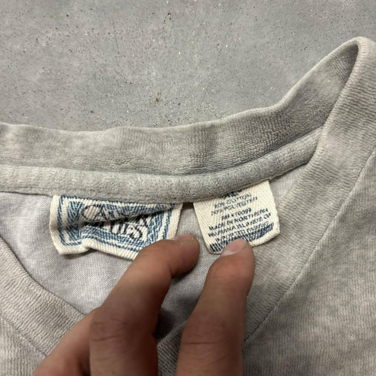 Japanese Brand × Vintage Crazy Vintage Y2K/2000s Grunge Grey Striped Velour Essential Sweatshirt! Size US XL / EU 56 / 4 - 4 Thumbnail
