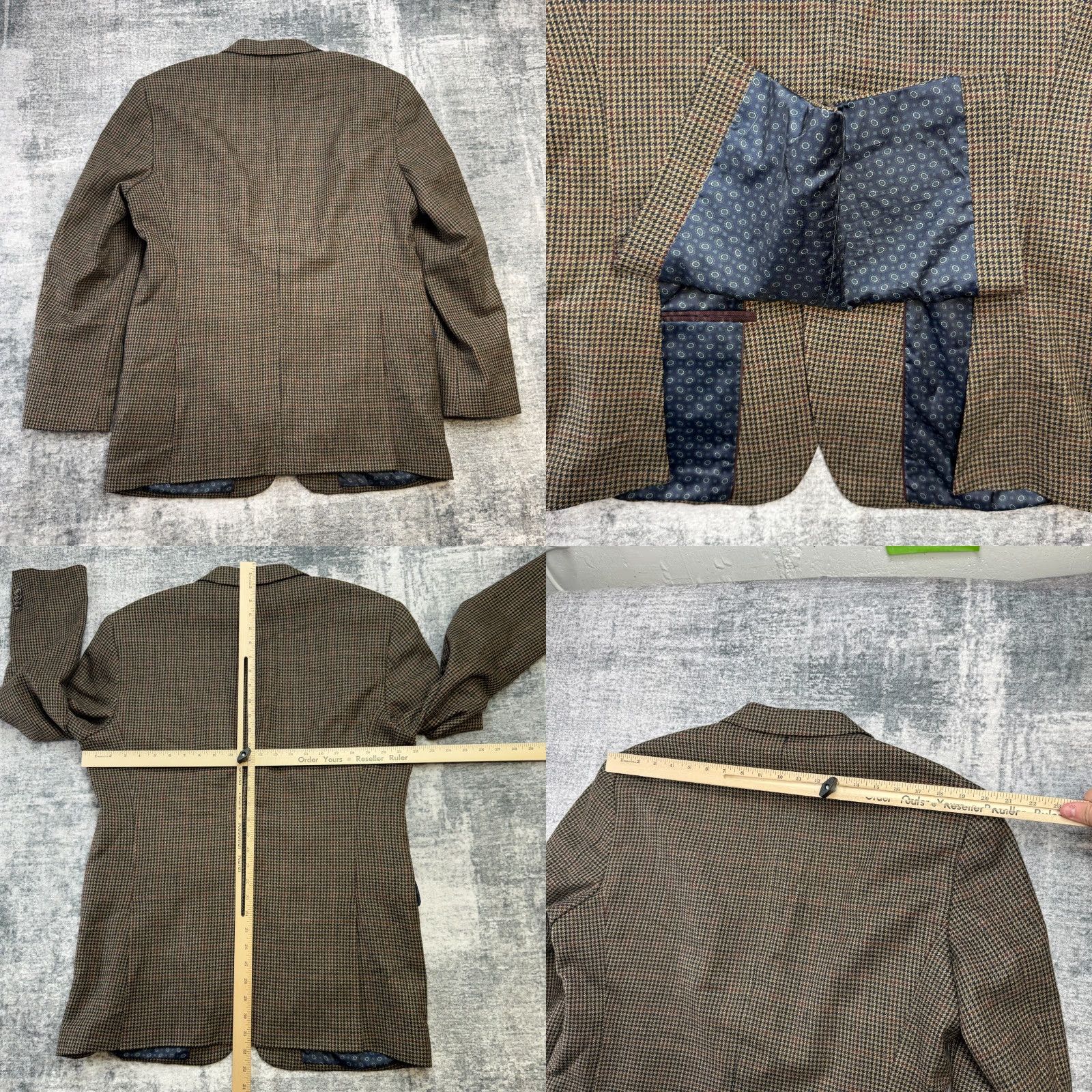 Jos. A. Bank Jos. A. Bank Blazer Jacket Mens 42L Brown Houndstooth Wool Blazer Single-Breasted Notch 3-Button Vintage N/A Size 42R - 8 Thumbnail
